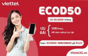 Đăng ký gói ECOD50 Viettel nhận 3GB data