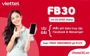 Gói cước FB30 Viettel miễn phí data Facebook 30 ngày